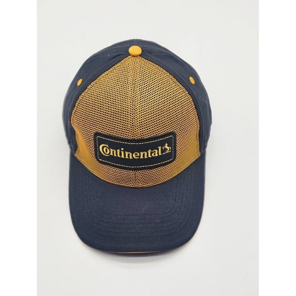 Continental Tires Hat Cap Black Yellow Mesh Adjustable Racing Tire Yellow OSFA